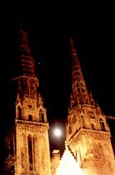 Moon between cathedral's belfries